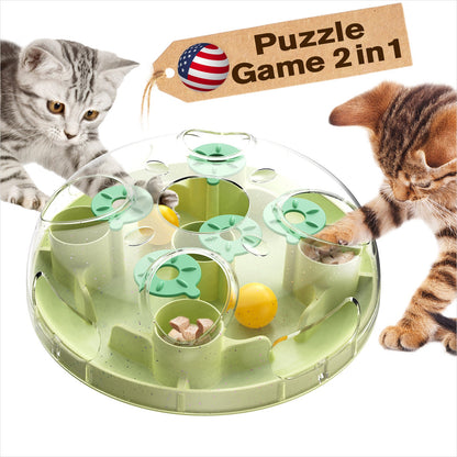 KADTC U.S. Brand & Design - 2 Ways to Play - Large Size Cat Treat Puzzle Toy & Foraging Balls For Indoor Cats Puzzles Feeder Kitten Stimulating Enrichment Food Toys Interactive Christmas New Year Gift
