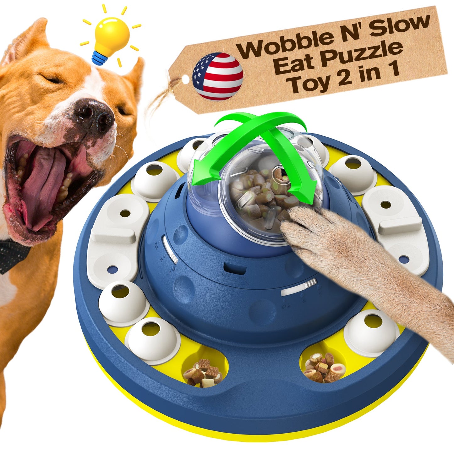 KADTC U.S. Brand & Design Advanced 2 Levels of Challenge Wobble Dog Puzzle Toy for Small/Medium/Large Smart Dogs Treat Puzzles Feeder Food Feeding Puppy Mental Stimulation Toys Christmas New Year Gift