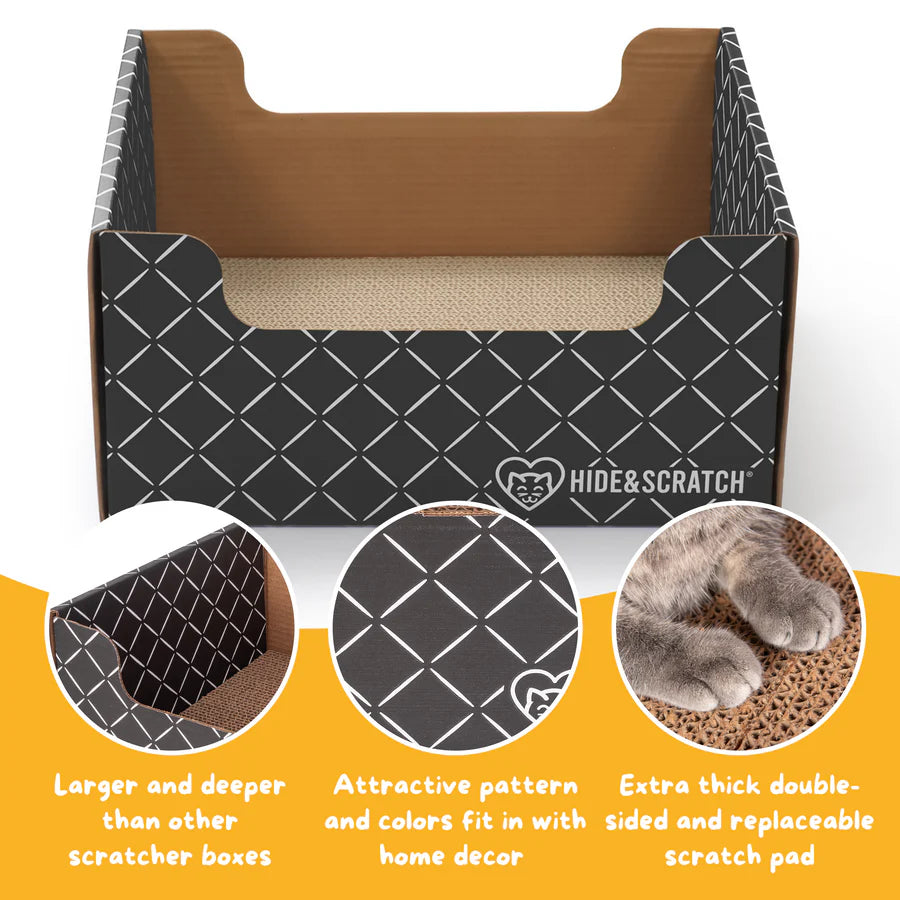 Hide & Scratch Extra-Large Cat Scratcher Box Value Pack (Box + 3 Scratchers) (Case of 7)