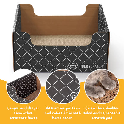 Hide & Scratch Extra-Large Cat Scratcher Box Value Pack (Box + 3 Scratchers) (Case of 7)