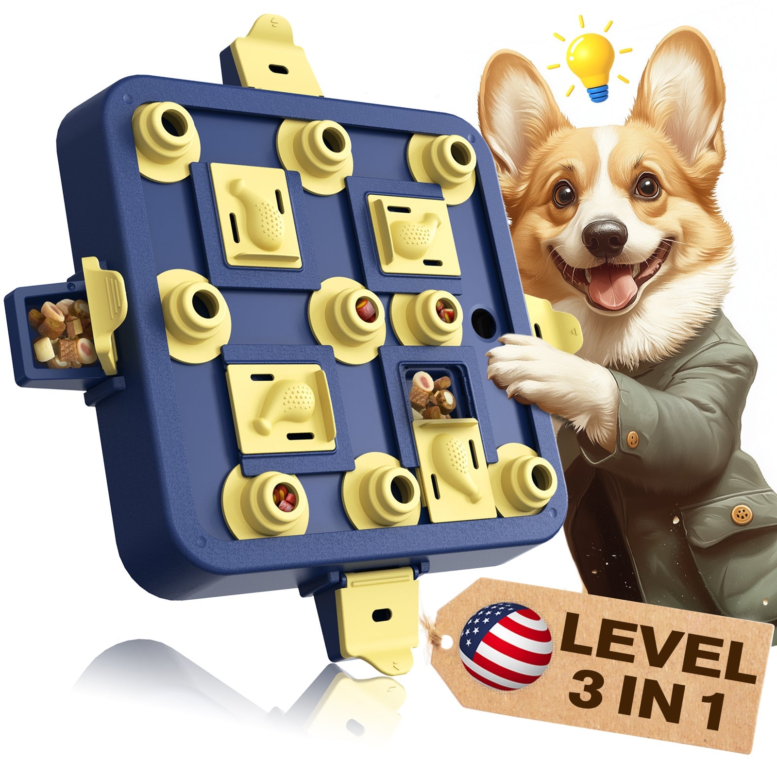 KADTC U.S. Brand & Design - 3 Levels of Challenge Dog Chess Puzzle Toy for Small/Medium/Large Smart Dogs Treat Food Puzzles Mental Stimulation Puppy Brain Game Enrichment Christmas & New Year Gift