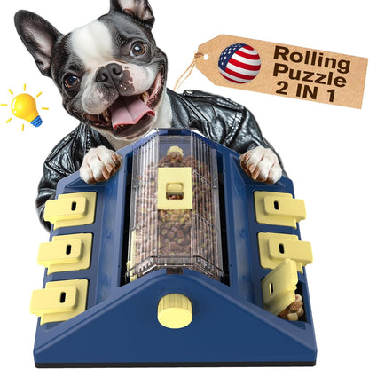 KADTC U.S. Brand & Design - 2 Levels of Challenge - Large Size Paw-Activated Rolling Dog Treat Puzzle Feeder Toys For Aggressive Chewers Dogs Food Dispenser Enrichment Toy Christmas & New Year Gift