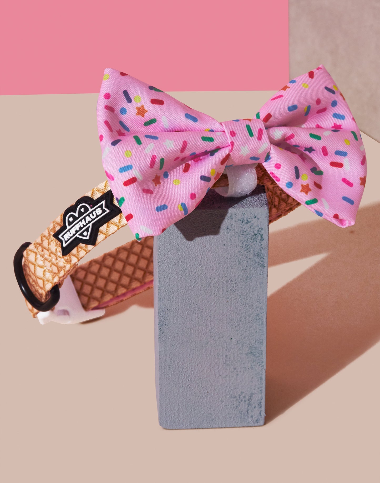 Sprinkle Me Pink Dog Collar & Bowtie