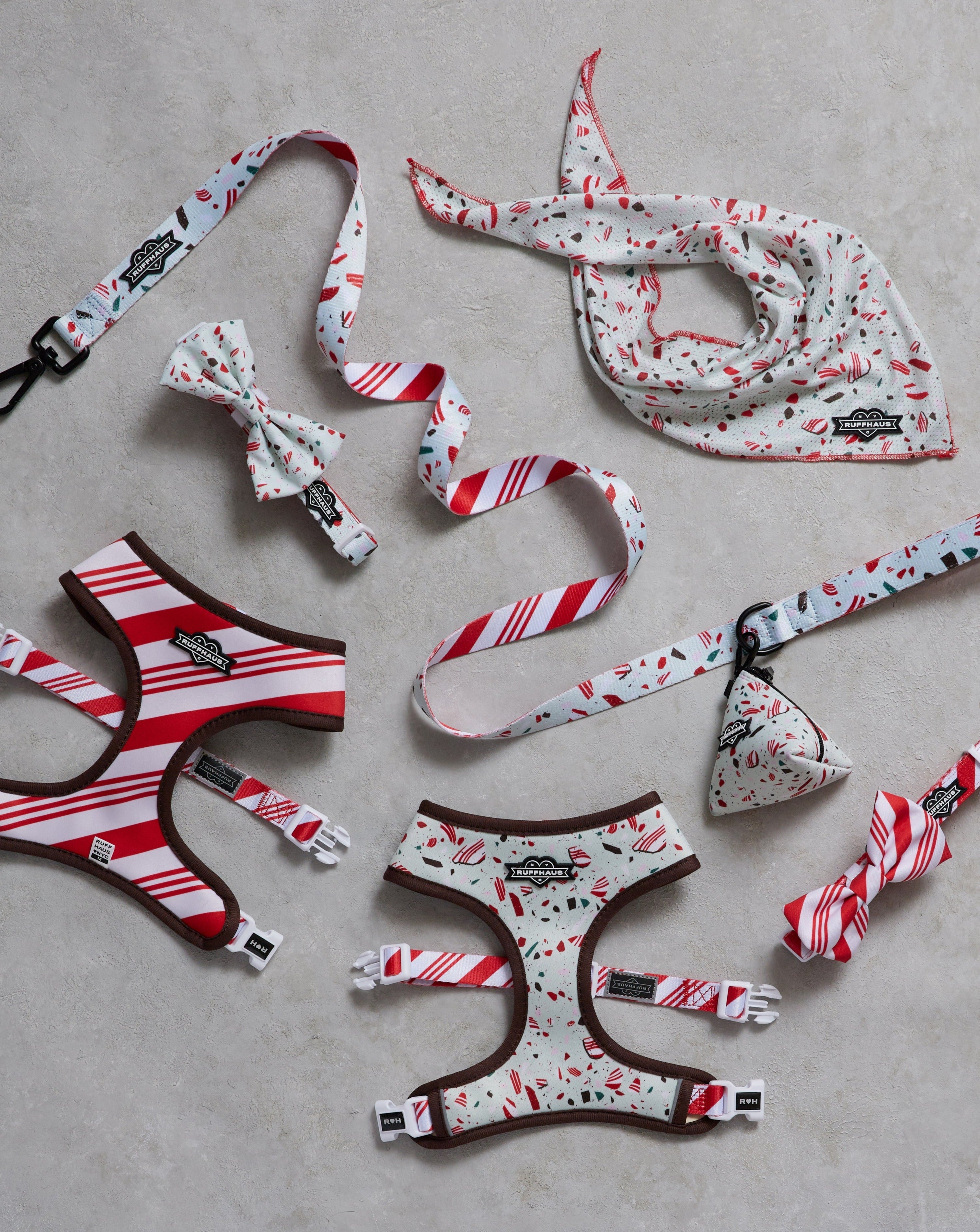 Candy Cane Dog Collar & Bowtie