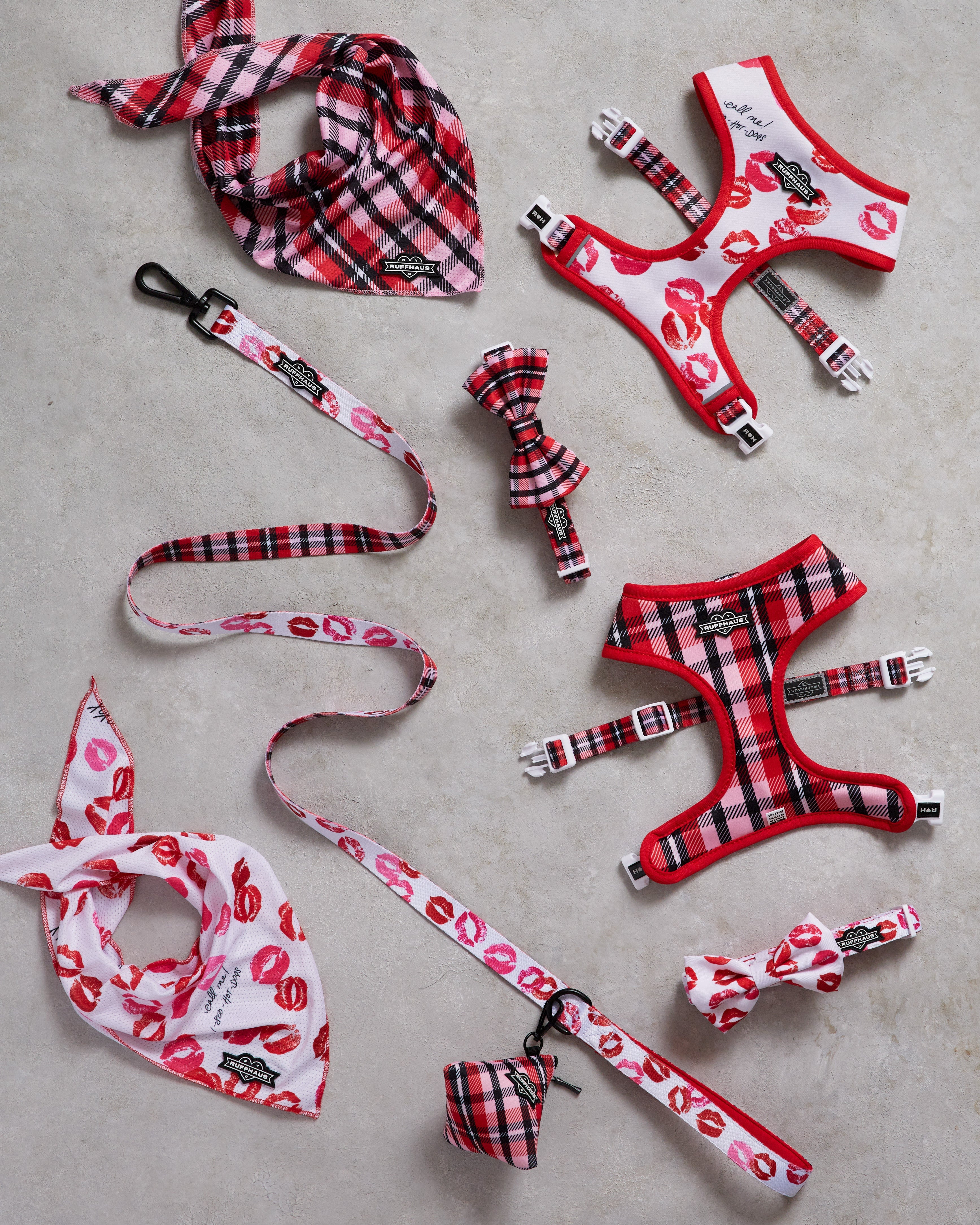 Puppy Love Plaid Dog Collar & Bowtie