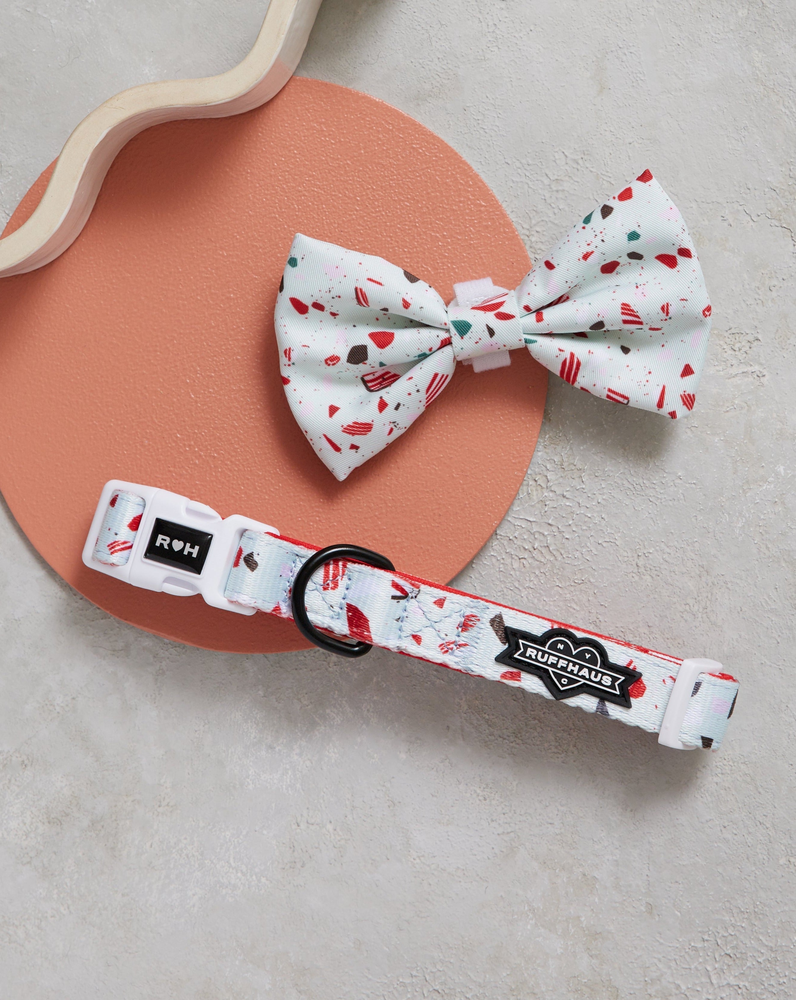 Peppermint Bark Dog Collar & Bowtie