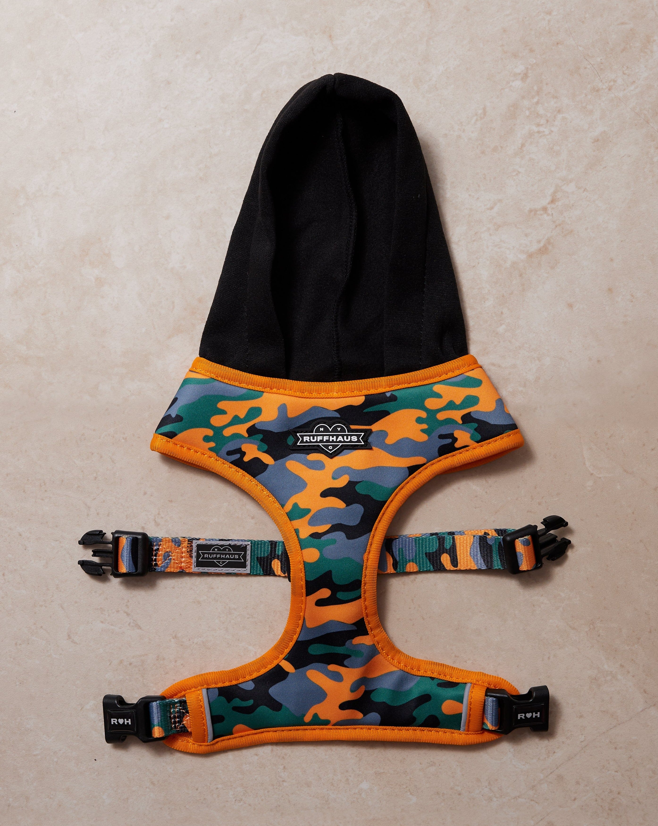 Camo QT Orange Hoodie Harness