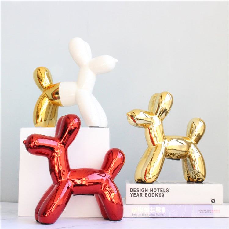 Balloon Dog Bank White and Gold