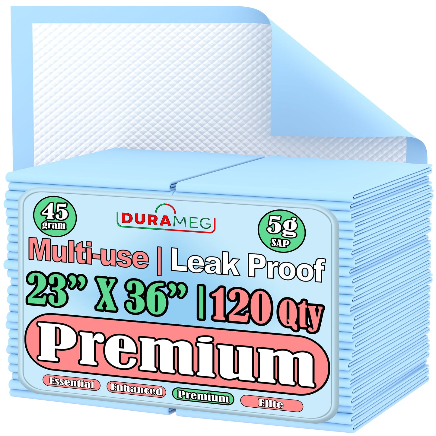 Chucks Pads Disposable Underpads | 23"x36" Incontinence Chux Pads 5g SAP [120-Pads: 4 Pack of 30]
