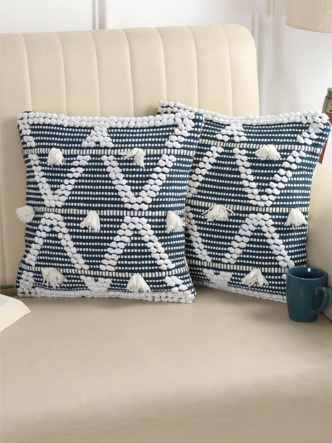 Handcrafted Cushion Cover in hues of Black & White