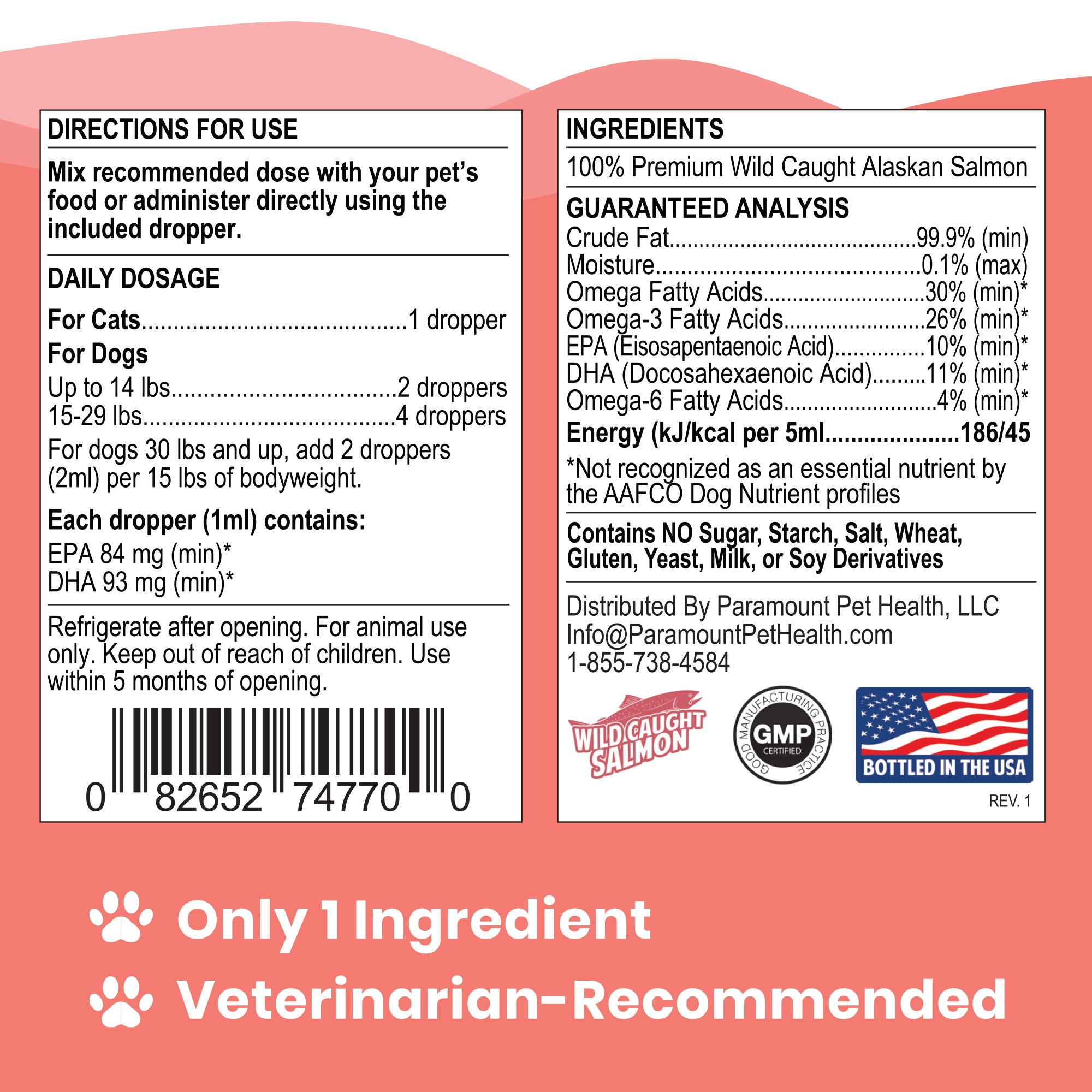 Wild Alaskan Salmon Oil for Cats and Small Dogs
