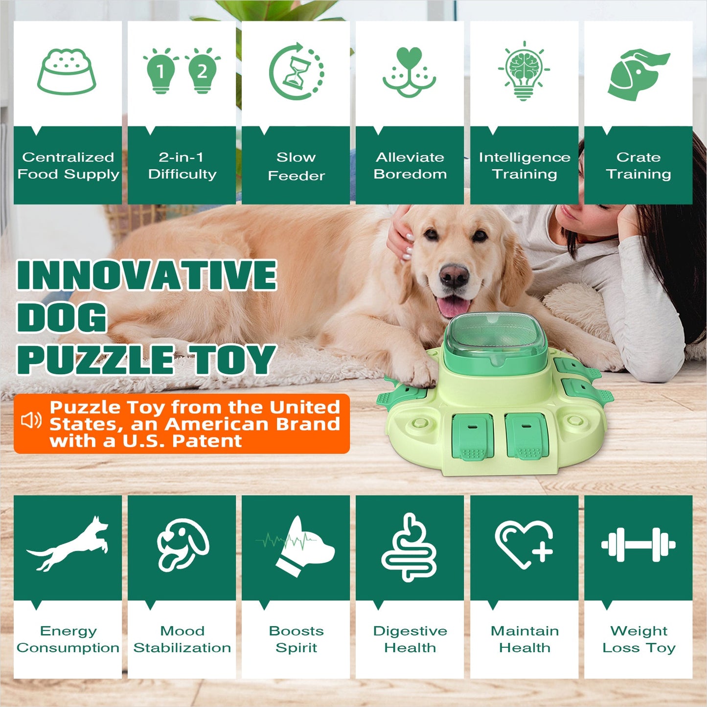 KADTC 2 Levels of Challenge Dog Puzzle Toy for Small/Medium/Large Dogs Treat Puzzles Feeder Food Dispenser Slow Enrichment Feeding Puppy Mental Stimulation Toys Brain Game Christmas & New Year Gift