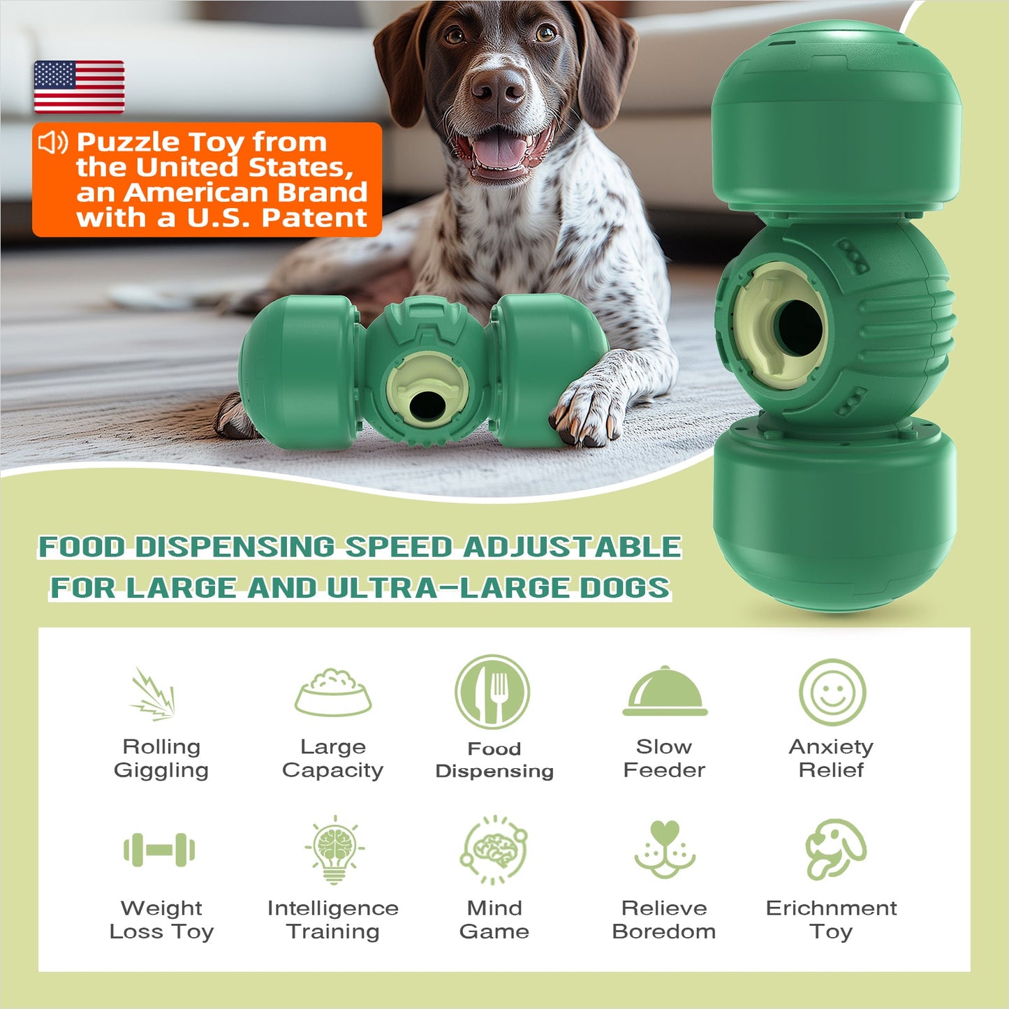 KADTC Extra-Large Size Durable Giggling Dog Treat Dispenser Toy Rolling Indestructible Bone Slow Puzzle Feeder Food Dispensing Toys for Large Aggressive Chewers Breeds Dogs Christmas & New Year Gift