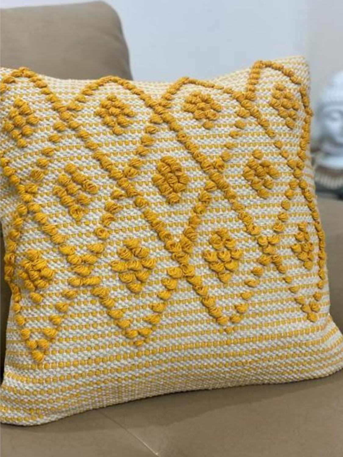 Handcrafted Cushion Cover in hues of Mustard