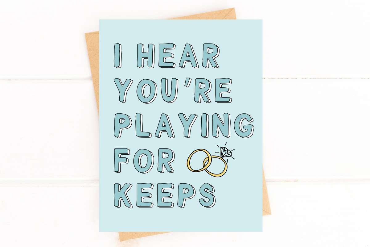 Playing for Keeps Cute Engagement Party Card Wedding
