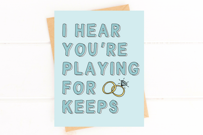 Playing for Keeps Cute Engagement Party Card Wedding