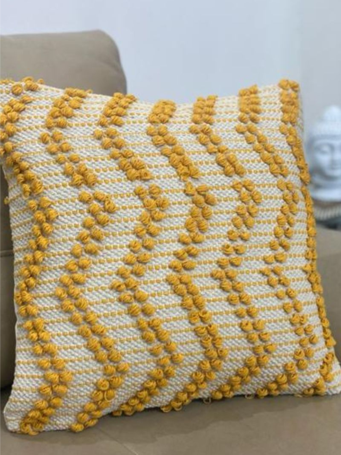 Handcrafted Cushion Cover in hues of Mustard