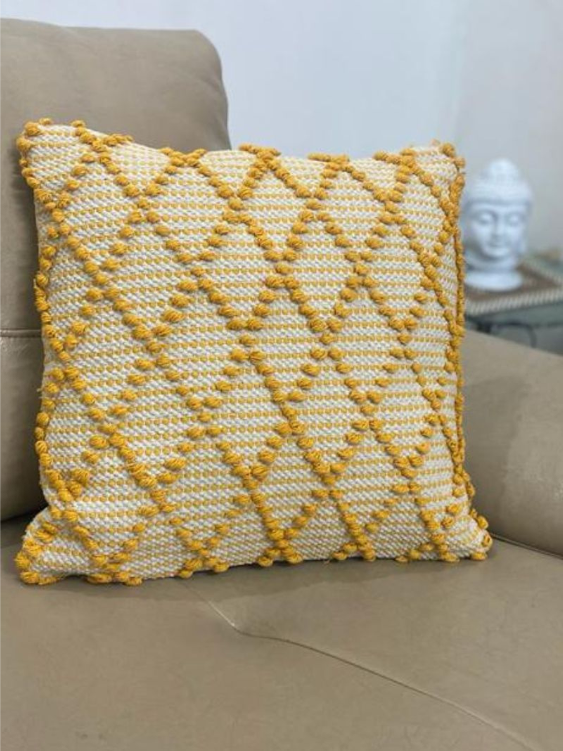 Handcrafted Cushion Cover in hues of Mustard