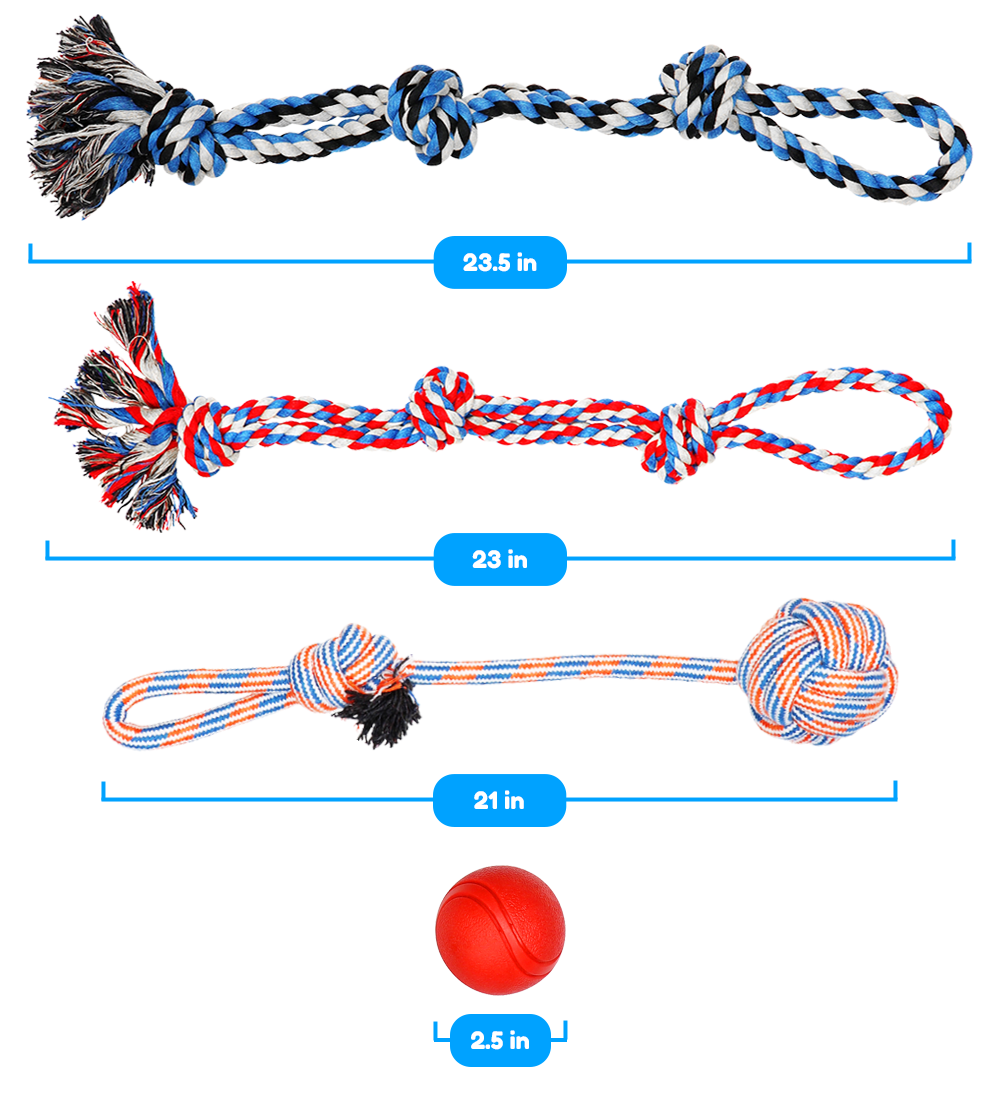 4 Piece Dog Rope and Ball Set (for Medium and Large Dogs)