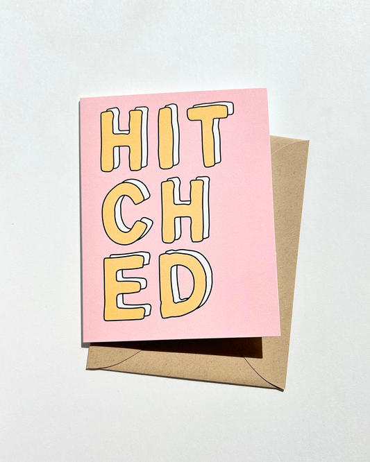 Hitched Cute Engagement Party Card Wedding Card for Couple