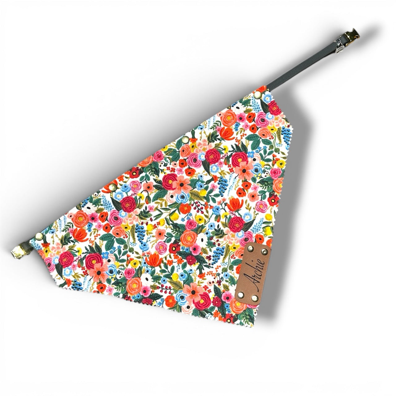 Adjustable Strap Dog Bandana With Gold Hardware & Interchangeable Prints