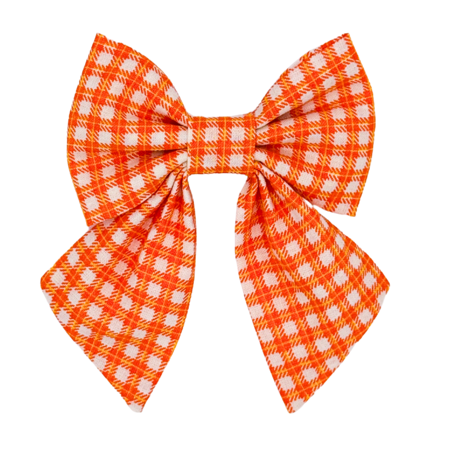 Orange Checkered Sailor Bow