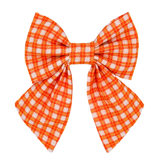 Orange Checkered Sailor Bow