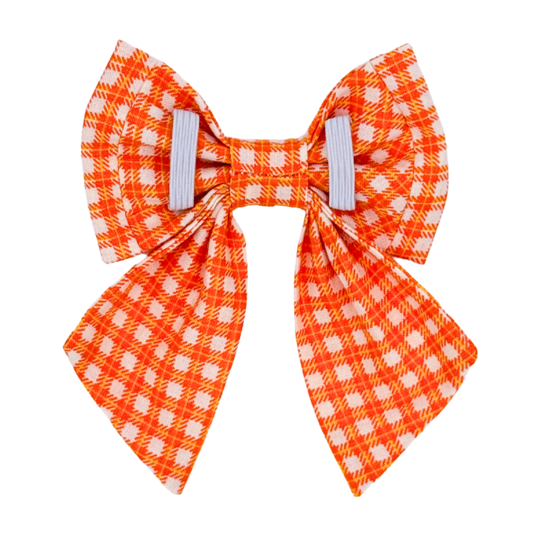 Orange Checkered Sailor Bow