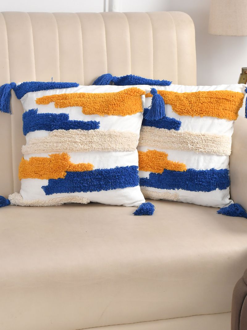 Handcrafted Cushion Cover in hues of Blue