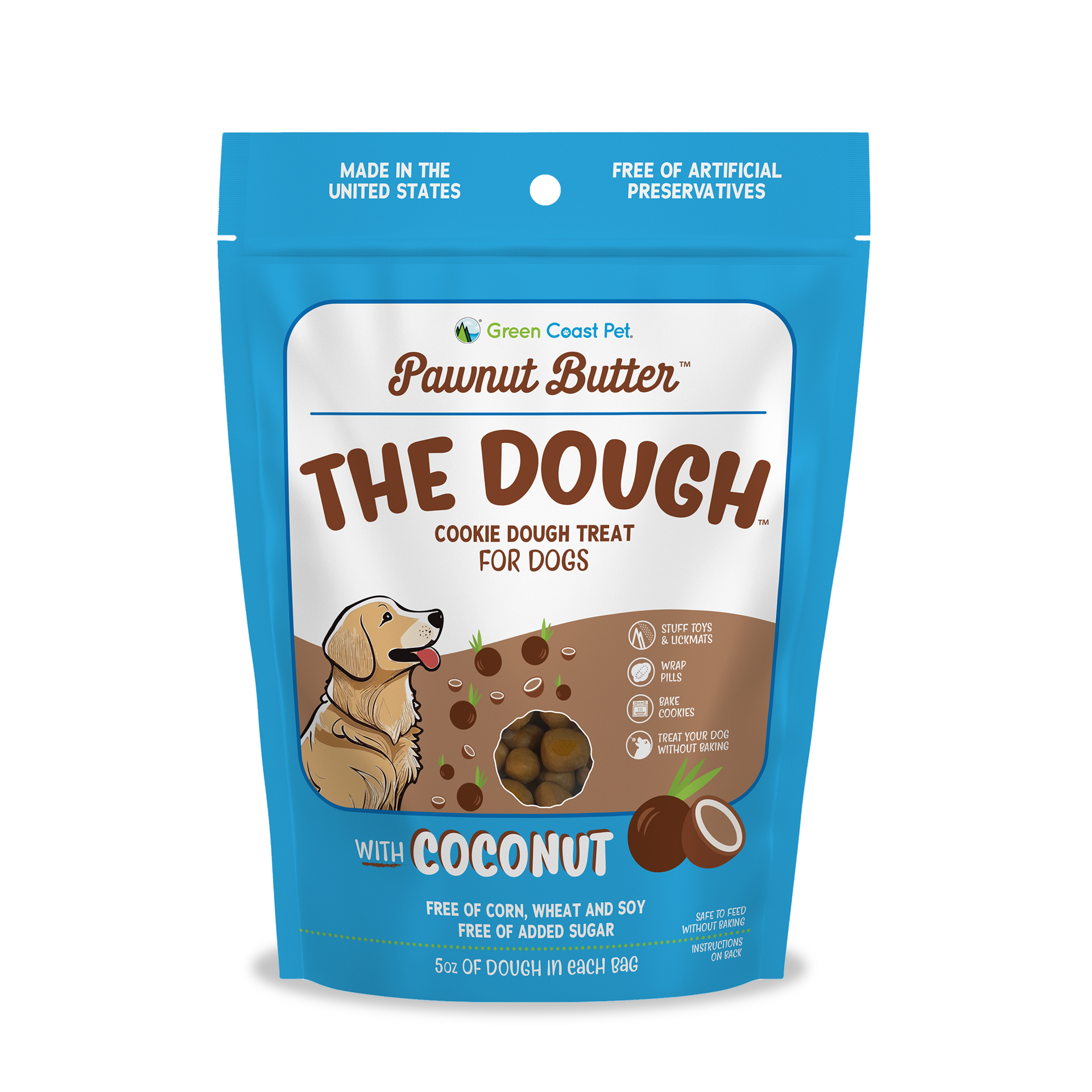 Pawnut Butter THE DOUGH with Coconut: A soft cookie dough dog treat.