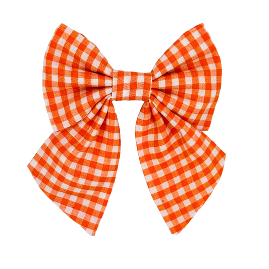 Orange Gingham Sailor Bow