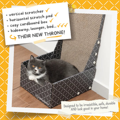 26" L Shaped Cat Scratcher Box and Cat Bed with Double-Sided Cardboard Cat Scratch Pad (Case of 5)