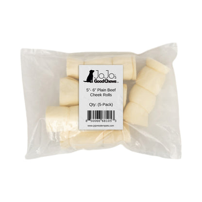 Plain Beef Cheek Rolls for Dogs – All-Natural, Long-Lasting Chews (5-Count)