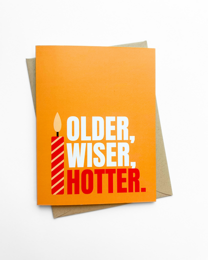 Funny Birthday Card Older Wiser Hotter Cute Modern Birthday