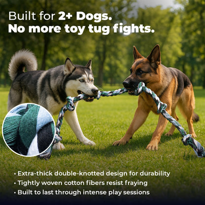 XXL 6 Knot Giant Dog Rope (for XL and XXL Dogs) - 2 PACK Green