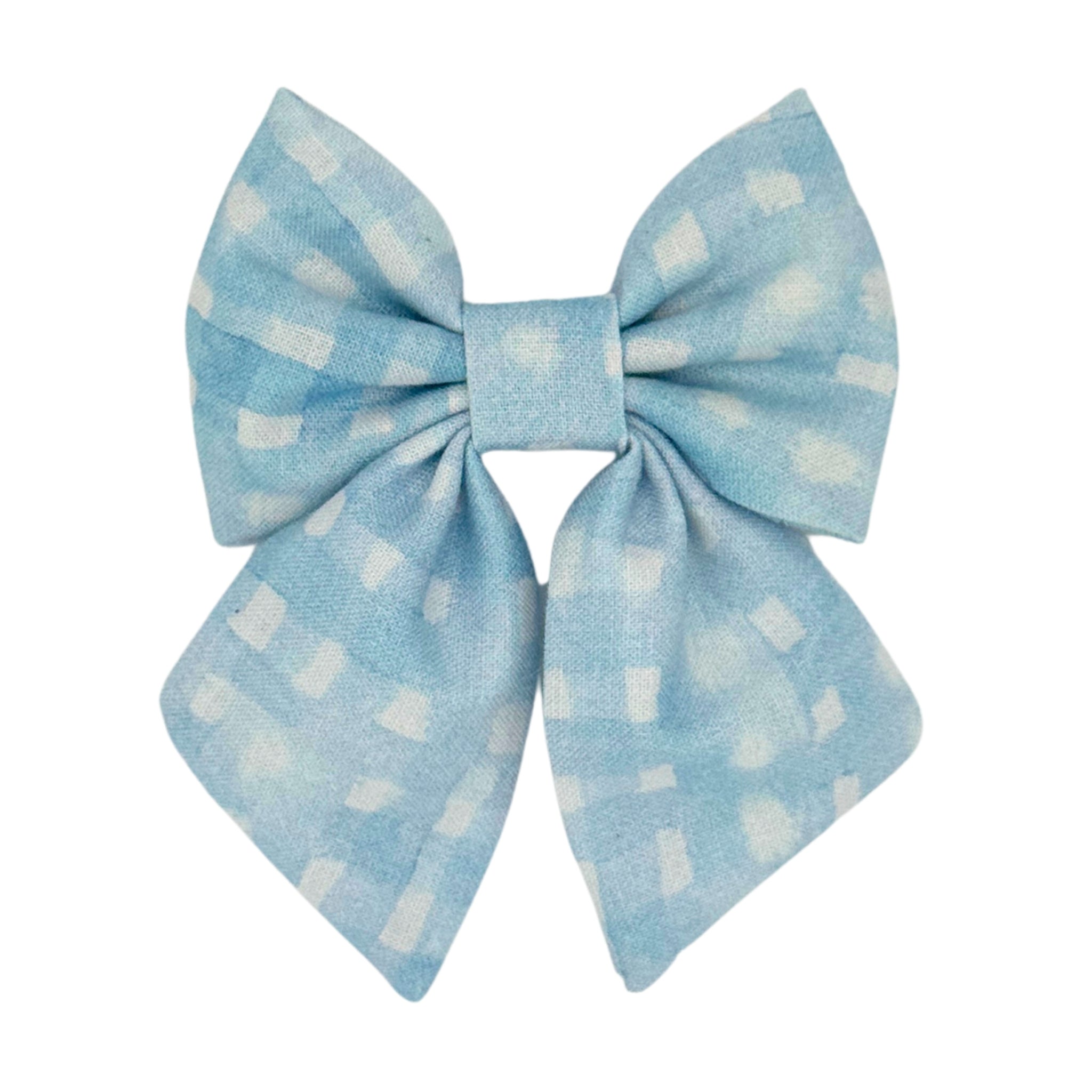 Pastel Blue Plaid Sailor Bow