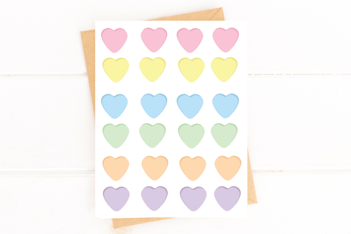 Cute Candy Heart Valentine's Card Just Because Card Anniversary Card Love Card