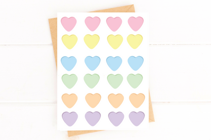 Cute Candy Heart Valentine's Card Just Because Card Anniversary Card Love Card