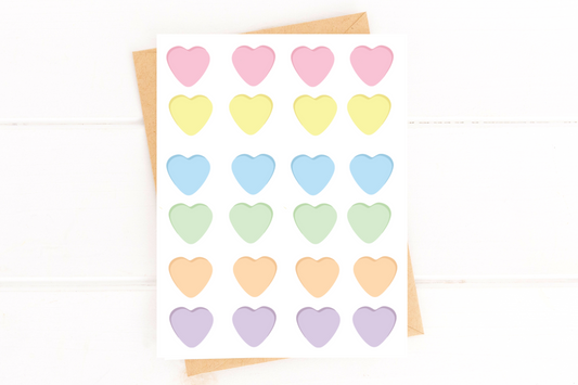 Cute Candy Heart Valentine's Card Just Because Card Anniversary Card Love Card