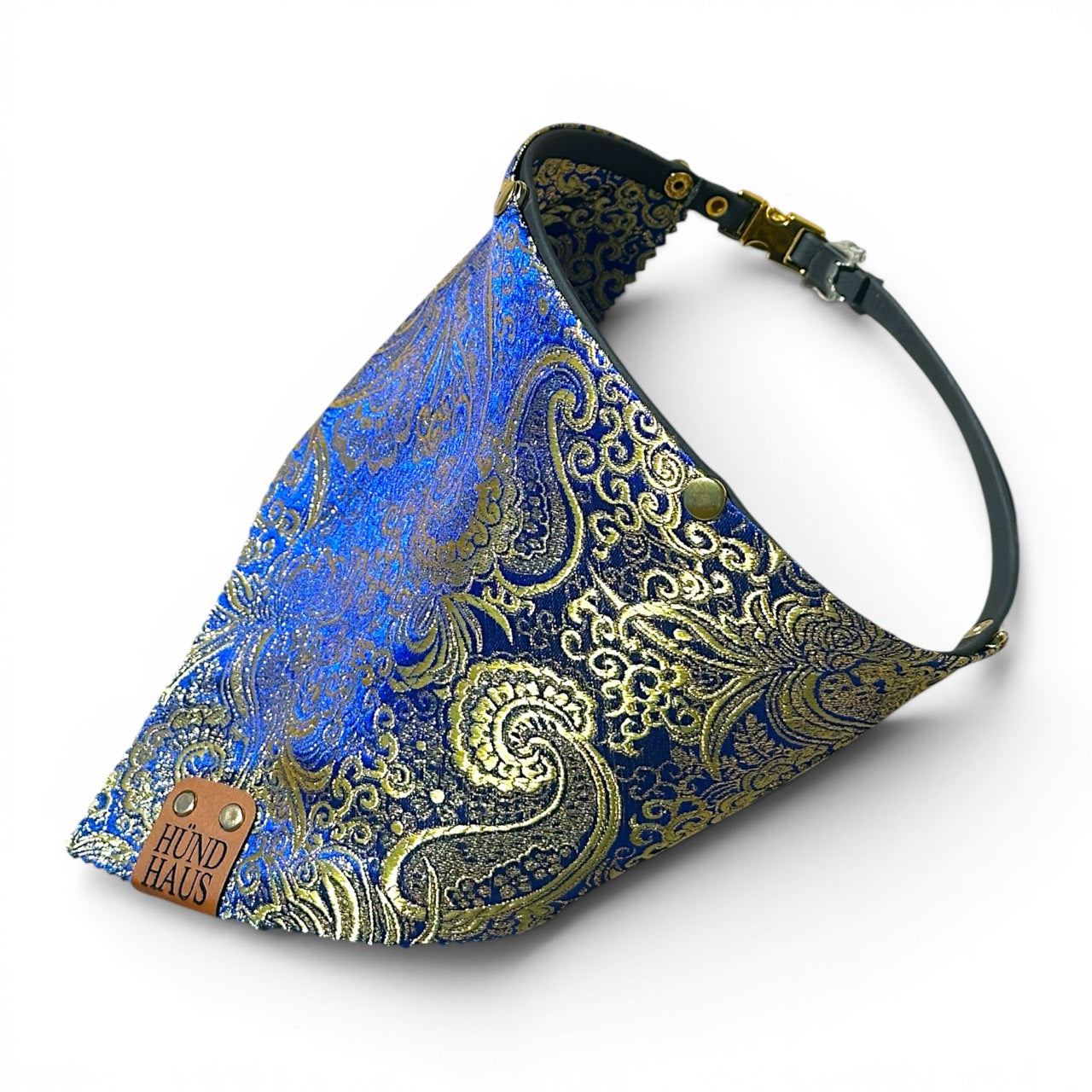 Adjustable Strap Dog Bandana With Gold Hardware & Interchangeable Prints