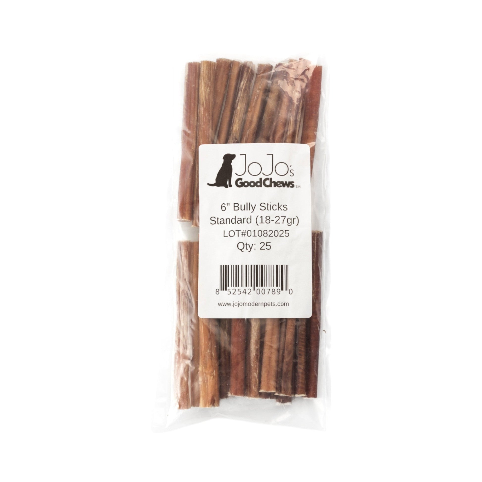 6 inch standard bully sticks made from 100% grass fed beef single ingredient dog chew