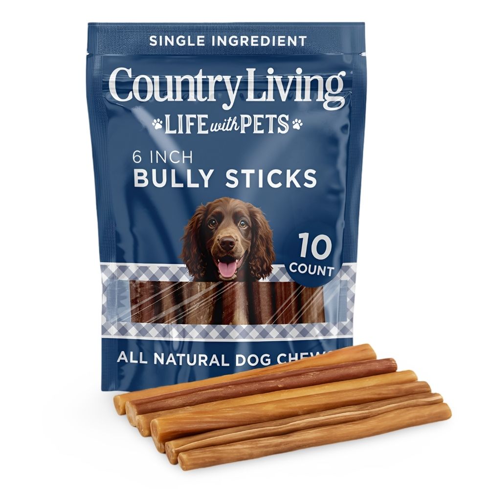 6 inch standard bully sticks made from 100% grass fed beef single ingredient dog chew