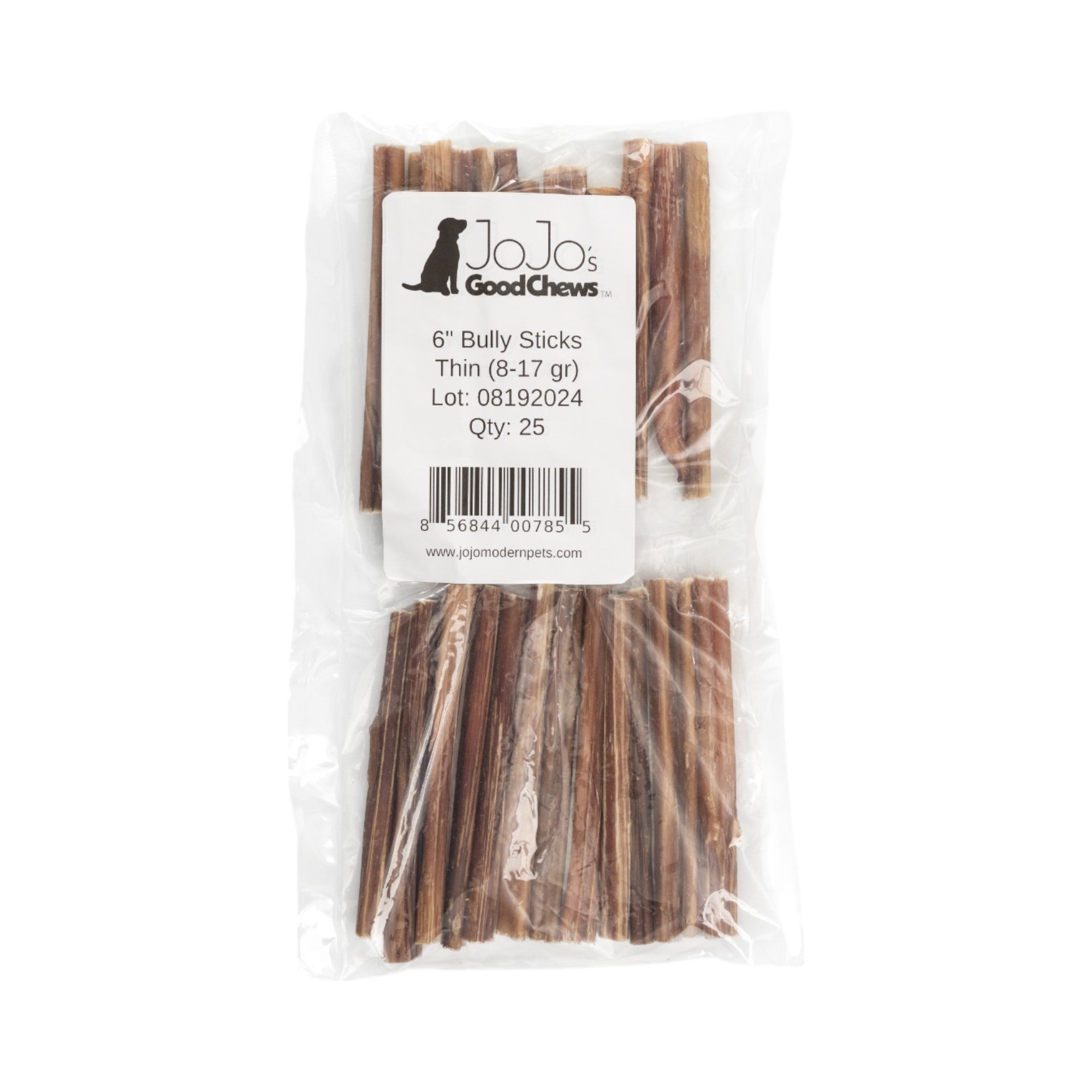 6” Thin Beef Bully Stick Dog Treats – All-Natural, Single Ingredient Chews (25-Count)