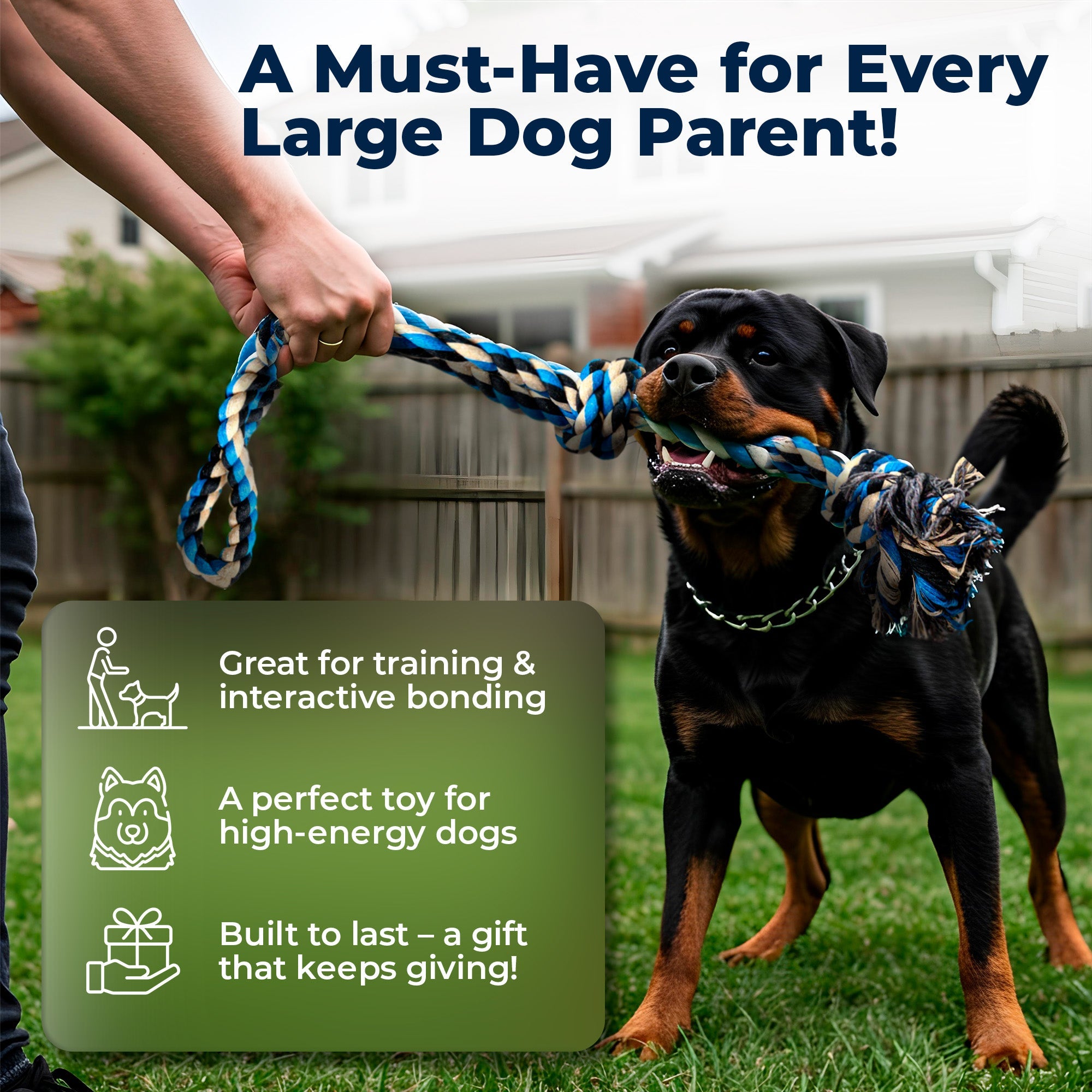 XL Single Rope Dog Toy - Blue