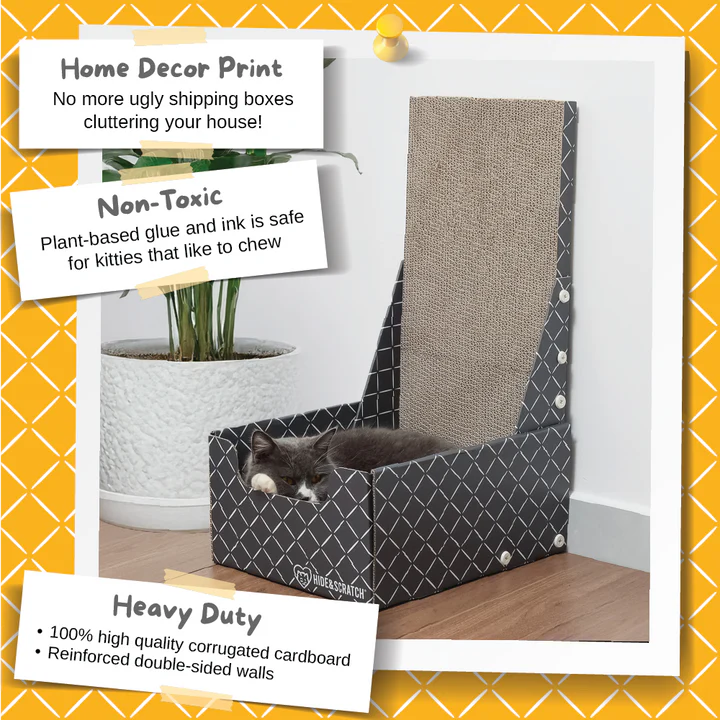 26" L Shaped Cat Scratcher Box and Cat Bed with Double-Sided Cardboard Cat Scratch Pad (Case of 5)