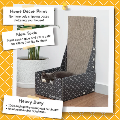 26" L Shaped Cat Scratcher Box and Cat Bed with Double-Sided Cardboard Cat Scratch Pad (Case of 5)