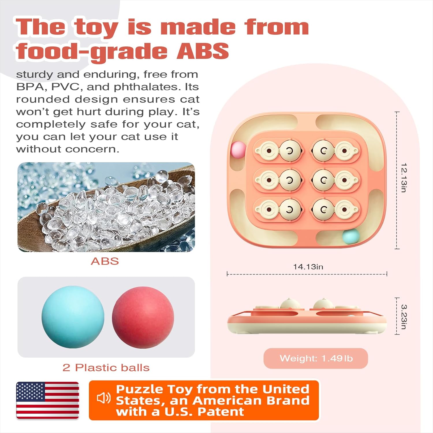 2 Levels of Challenge -2 Ways to Play Cat Puzzle Toy & Track Balls Pink Halloween Toys for Indoor Cats Puzzles Feeder Kitten Stimulating Enrichment Interactive Treat Game