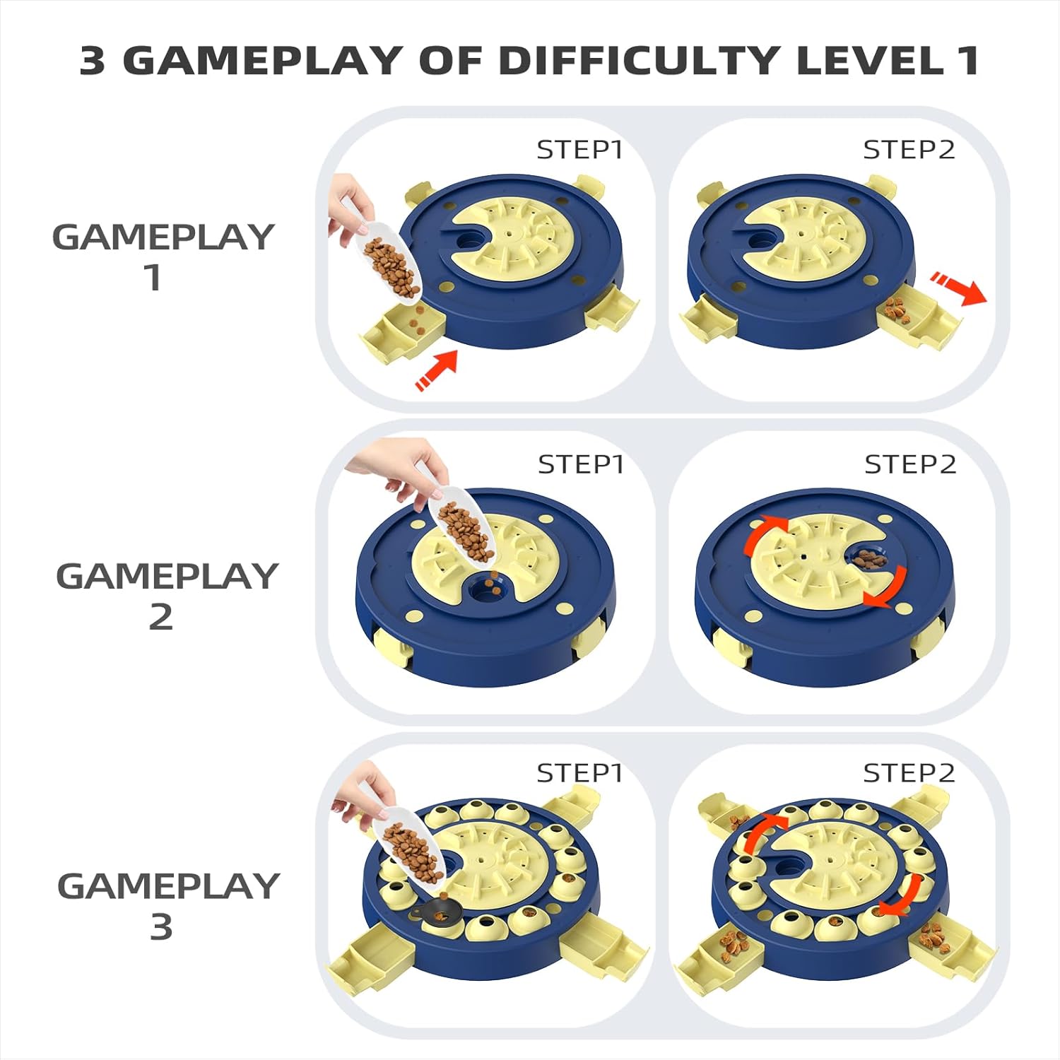 3 Levels of Challenge -4 Ways to Play - Advanced Dog Puzzle Toy for Small/Medium/Large Smart Dogs Mental Stimulation Toys Puppy Treat Puzzles Interactive Brain Mind Games