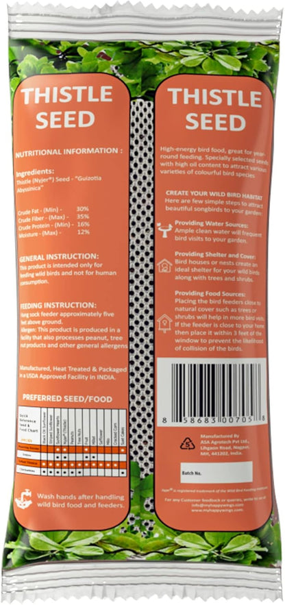 Nyjer/Thistle Seeds Wild Bird Food-13 Ounce | Prefilled Sock | No Grow Seed I Bird Seeds for Wild Birds