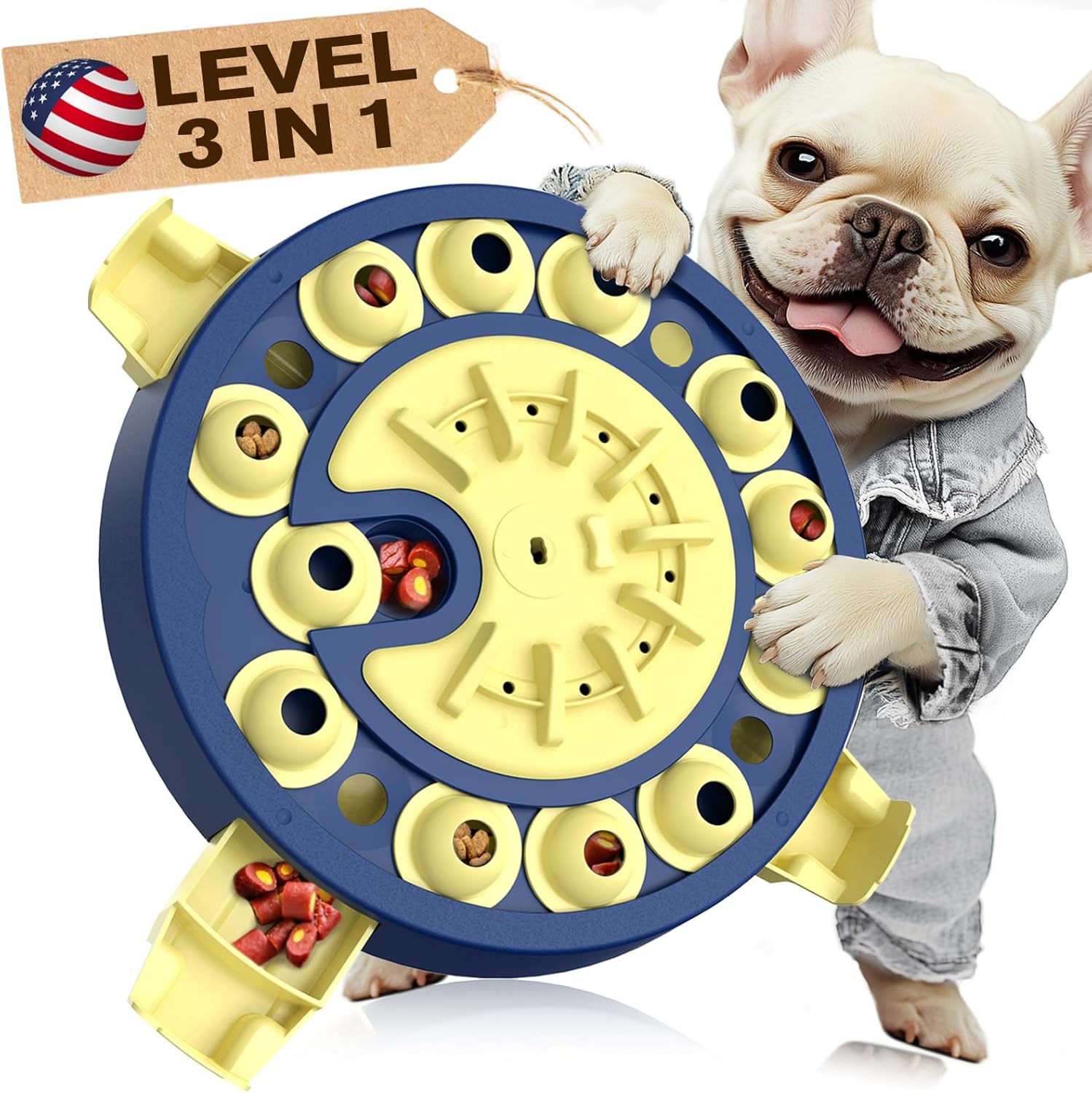 3 Levels of Challenge -4 Ways to Play - Advanced Dog Puzzle Toy for Small/Medium/Large Smart Dogs Mental Stimulation Toys Puppy Treat Puzzles Interactive Brain Mind Games